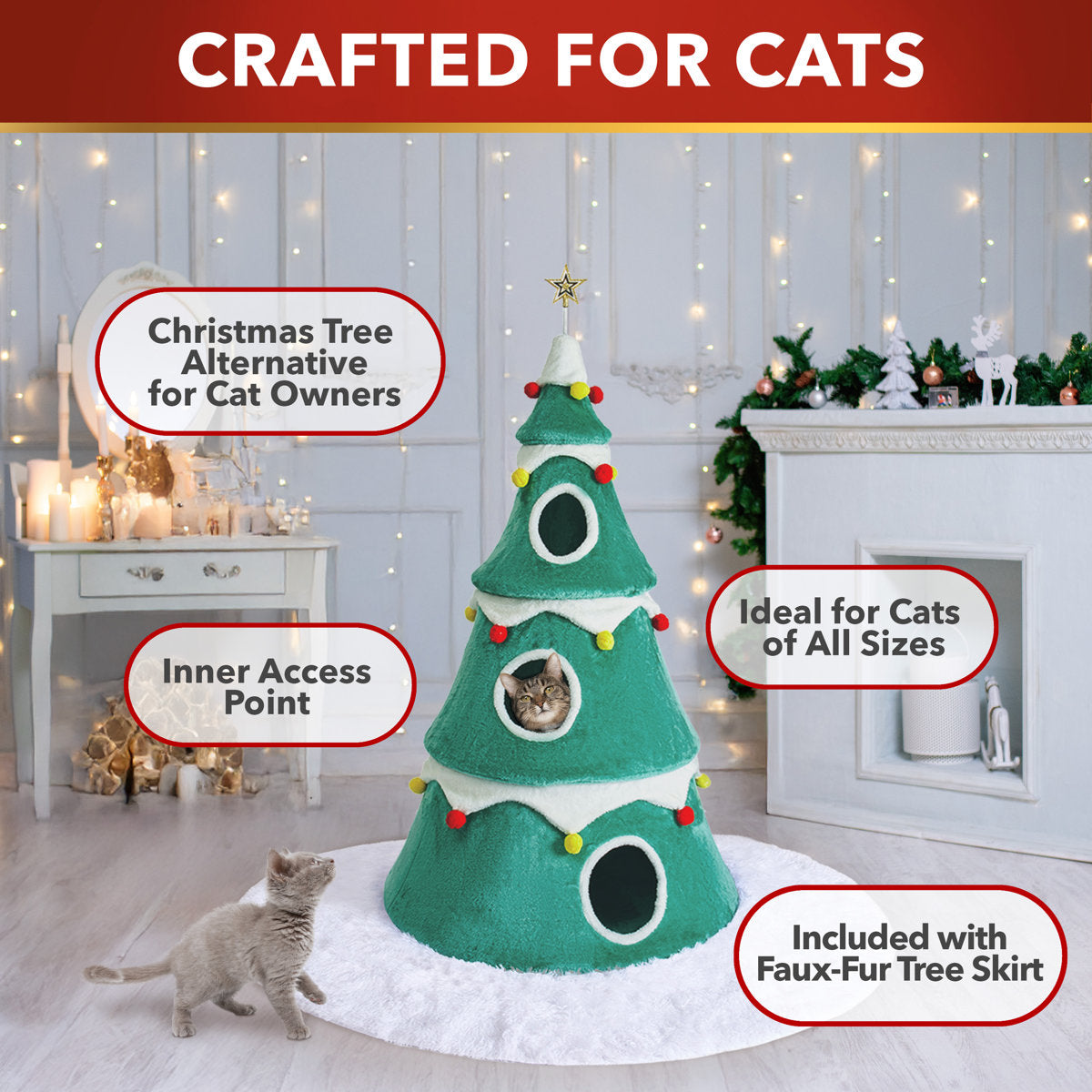 Meowy Christmas Tree Topper – Cat and Star Holiday