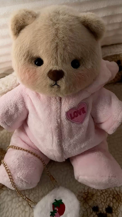 Cute Teddy Bear in a Pink Suit