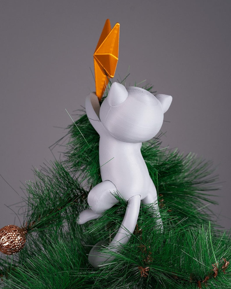 Meowy Christmas Tree Topper – Cat and Star Holiday