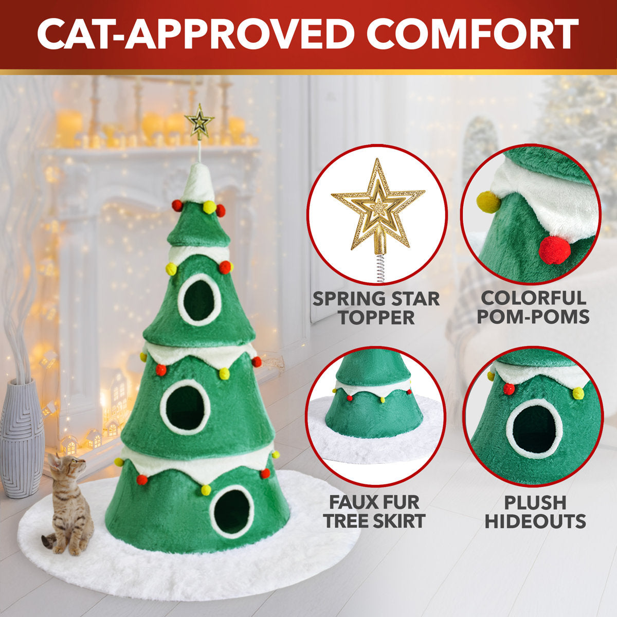 Meowy Christmas Tree Topper – Cat and Star Holiday