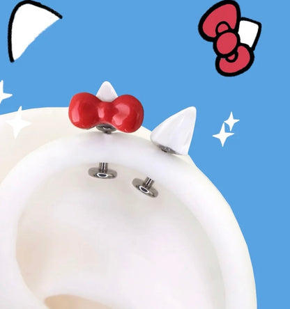 H-Kitty Charm Helix earings