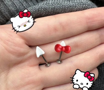 H-Kitty Charm Helix earings